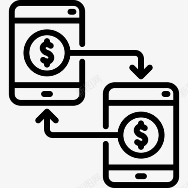 智能手机兑换货币金融图标