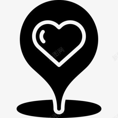 浪漫海报别针的爱位置地图图标
