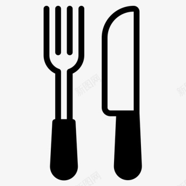 食物叉子和刀吃饭餐馆图标