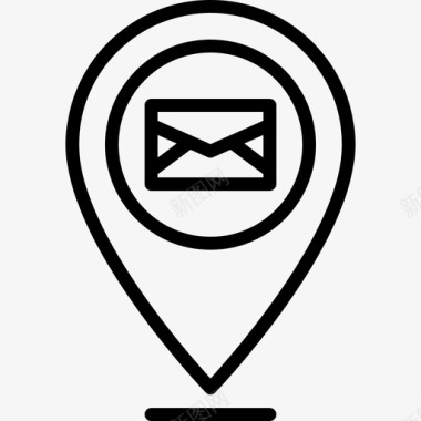 黄金位置pin电子邮件信封图标