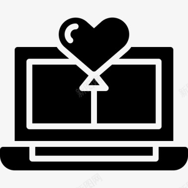 浪漫海报笔记本电脑气球心图标