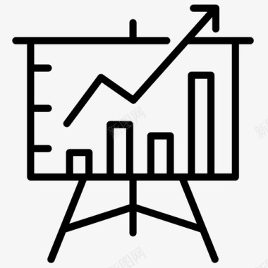 笔画商业报告图表管理图标