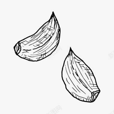 竹叶素描大蒜食物手绘图标