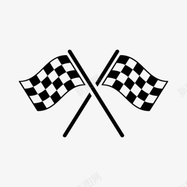 运动种类标志赛车旗方格旗运动旗图标