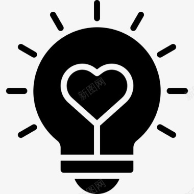 浪漫海报灯灯泡心图标
