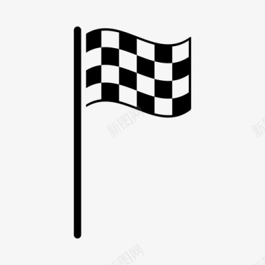跑道赛车赛车旗方格旗运动旗图标