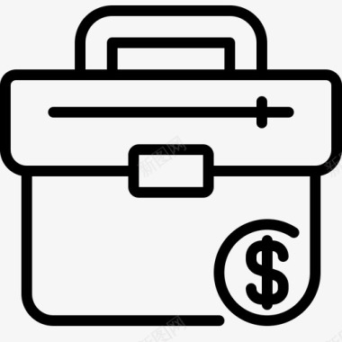 六边形组合公文包资本硬币图标