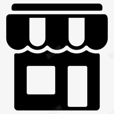 黑色背景杂货店市场零售店图标