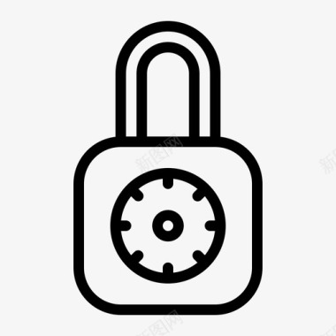 公共标识安全挂锁上锁保护图标