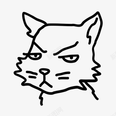 性格女巫愤怒的猫动物脸猫头图标