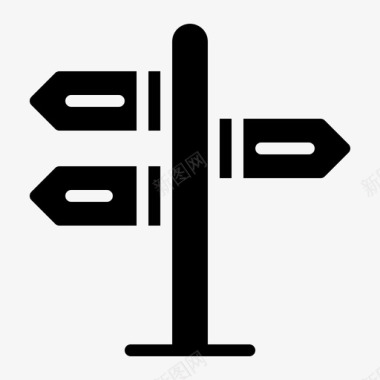 道路施工标志路标方向道路图标