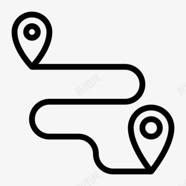 矢量冬季旅游素材路线目的地旅程图标