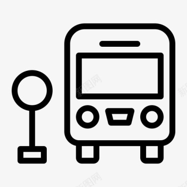 公共标识红公共汽车站交通城市要素概述图标