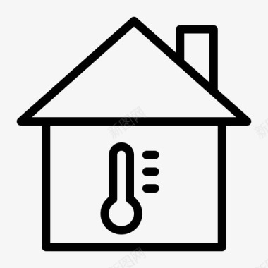 简约房子家庭温度房子温度计图标
