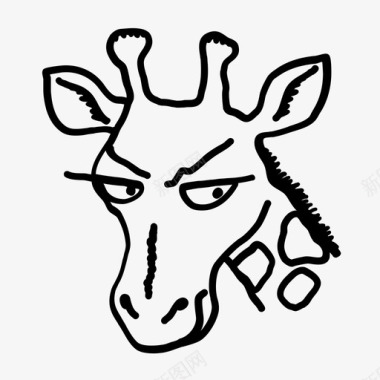 性格女巫愤怒的长颈鹿动物头性格图标