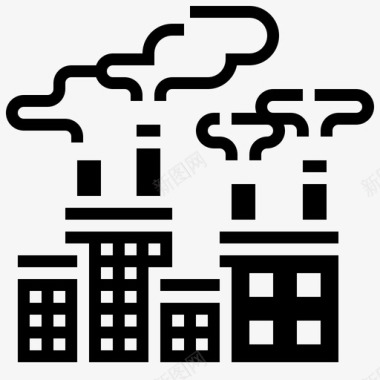 气候变暖空气污染工厂工业图标