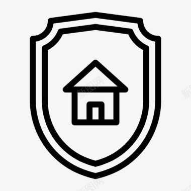 简约房子家庭保护房子安全图标