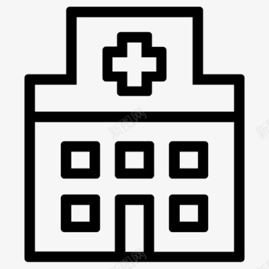 公共交通标识医院大楼诊所图标