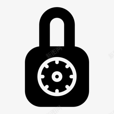 公共标识安全挂锁锁定保护图标