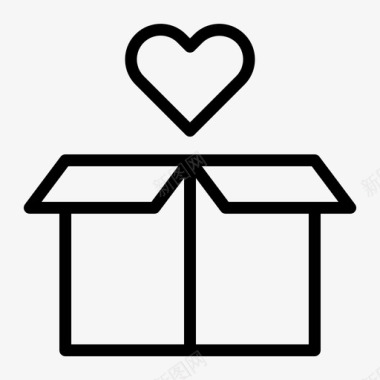 爱心包装盒子慈善图标