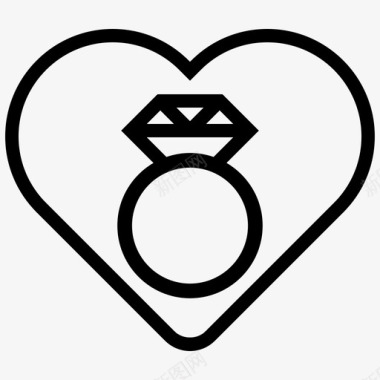 情人节图标订婚求婚戒指图标
