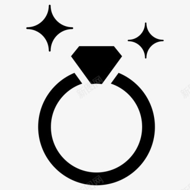 结婚素材戒指钻戒皮戒指图标