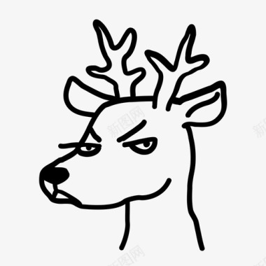 圣诞老人的性格愤怒的鹿动物头性格图标