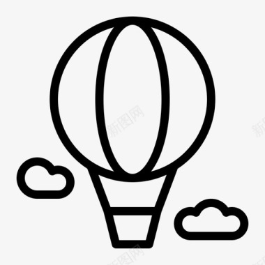 小气球热气球云旅游概述图标