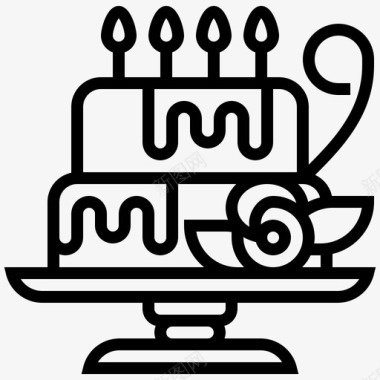 庆祝圣诞节蛋糕周年纪念面包店图标