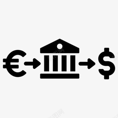 公共交通标识欧元兑美元银行外汇图标