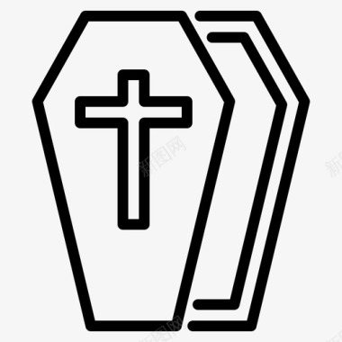 十字准星棺材墓地十字架图标