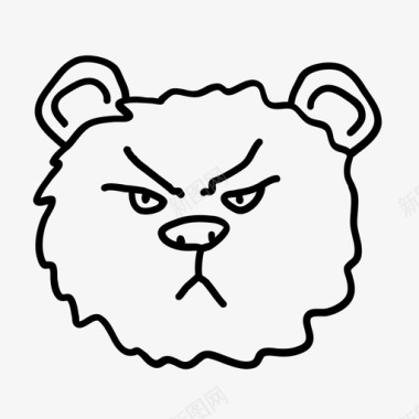 熊愤怒的熊动物头棕熊图标