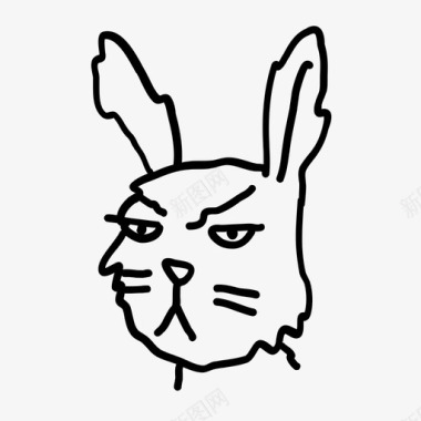 兔子愤怒的兔子动物头性格图标