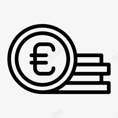 对大纲欧元硬币硬币货币图标