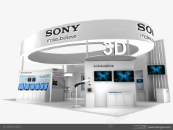 SONY索尼产品展台展示展览3d模型三面开素材