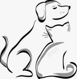 狗 猫 动物 宠物 可爱 剪影婚礼logo素材