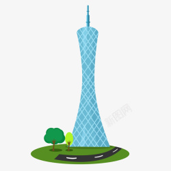 广州塔建筑手绘广州塔建筑插画高清图片