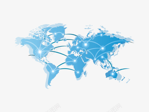 蓝色的蓝色透明地球路线图标