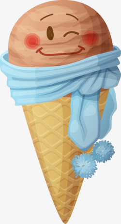 手绘卡通冰淇淋笑脸素材