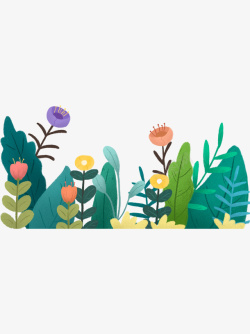 实景底框素材手绘春天花卉底框植物素材png高清图片