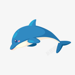 海豚免抠可爱的蓝色海豚插画高清图片