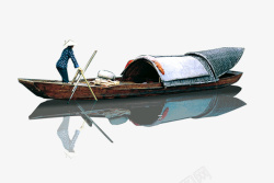 一叶孤舟中国风手绘水墨小船透明素材高清图片