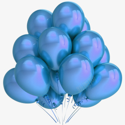 蓝色质感气球素材素材