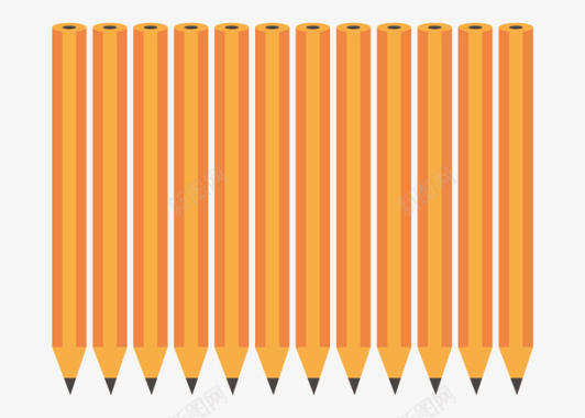 学习一排橙色的铅笔图标