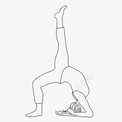 男生瑜伽动作瑜伽高级动作线条插画高清图片