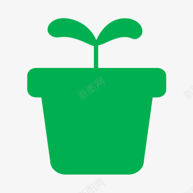 绿色盆栽小苗图标