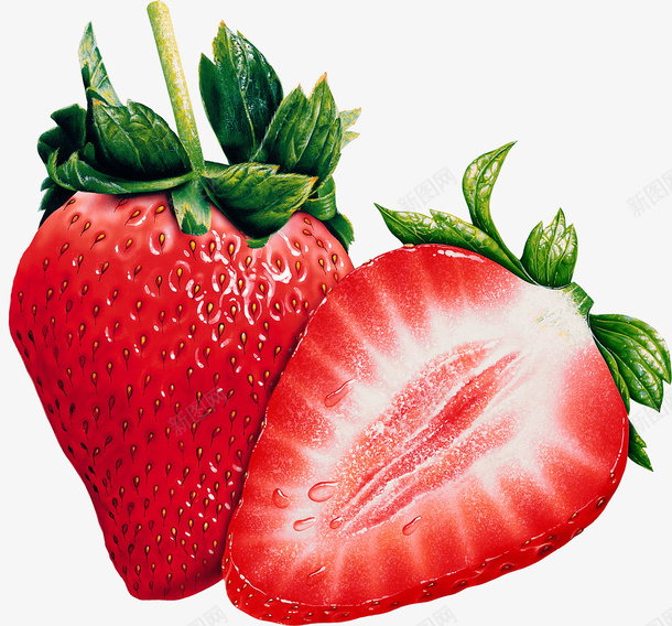 新鲜切开的草莓png免抠素材_88icon https://88icon.com 水果 扣好的水果 蔬菜 瓜果 农业 绿色 健康
