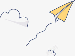 纸飞机元素手绘卡通装饰云朵纸飞机高清图片