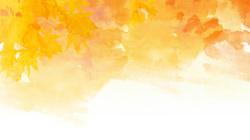 手绘秋天黄色枫叶边框装饰背景素材