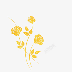 烫金风格玫瑰花素材